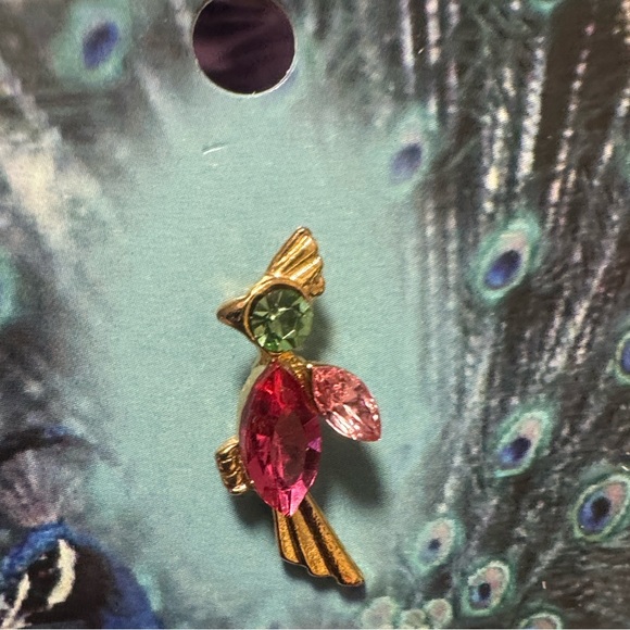 Jewelry - Parrot Pin Brooch with Pink and Green Crystals